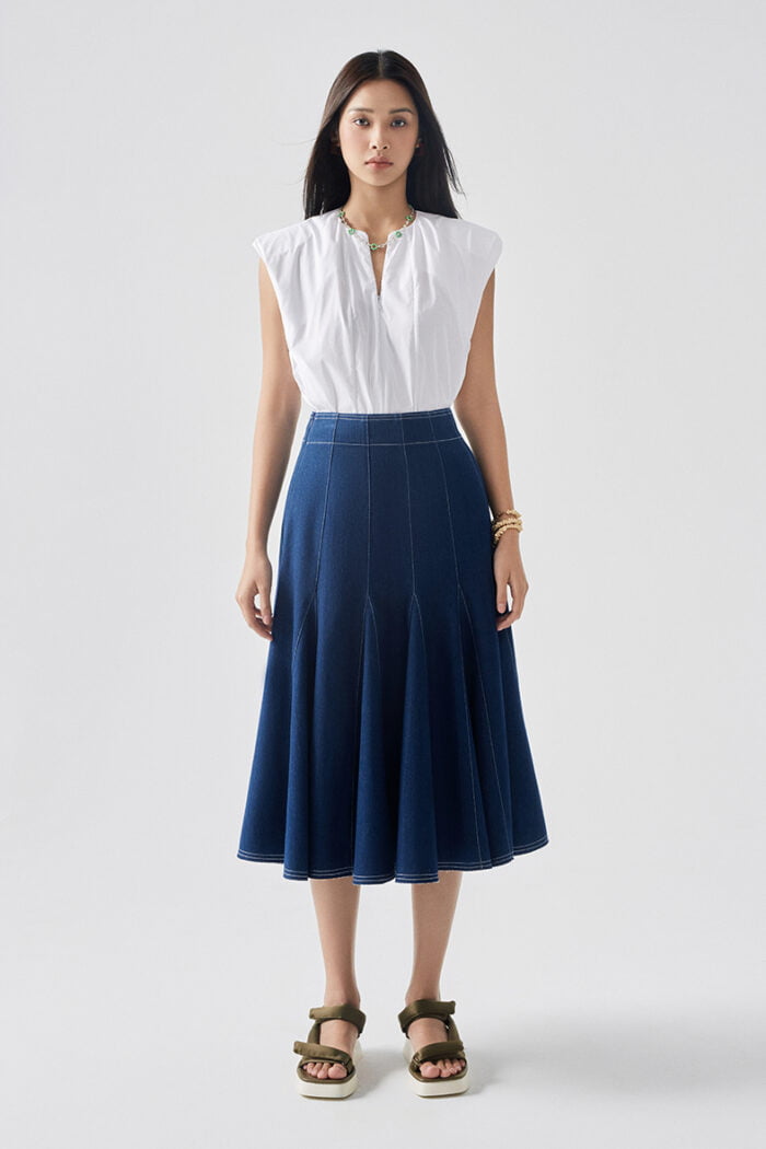 Ruched Cotton-Poplin Top - Image 1
