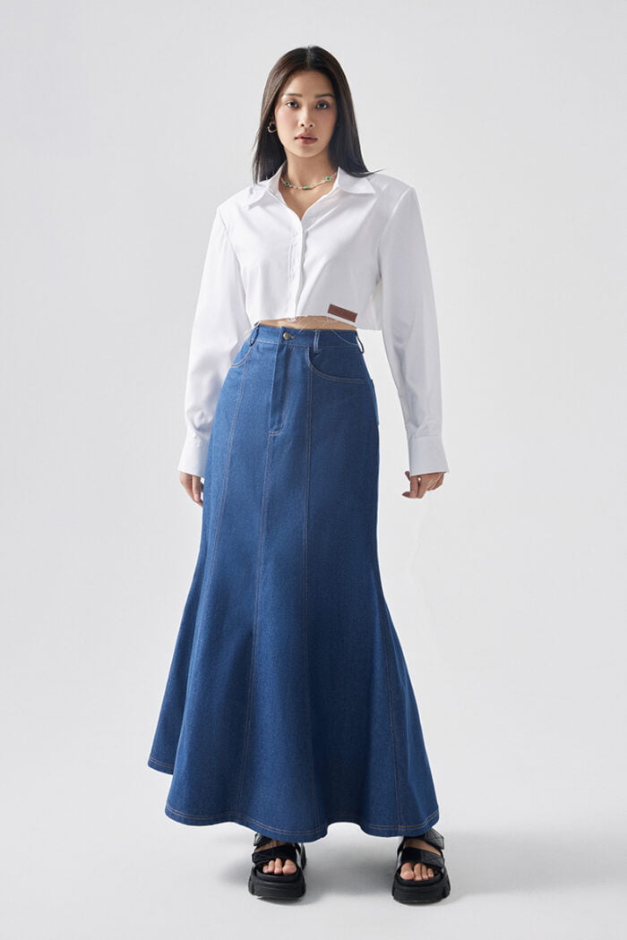 Cropped Cotton-Poplin Shirt - Image 1