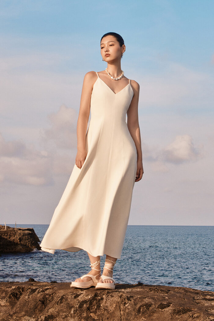 Reina Twill Midi Dress - Image 1