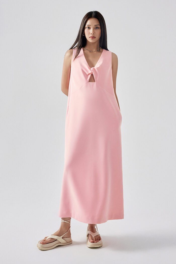 Easy Twist-Front Cutout Midi Dress - Image 1