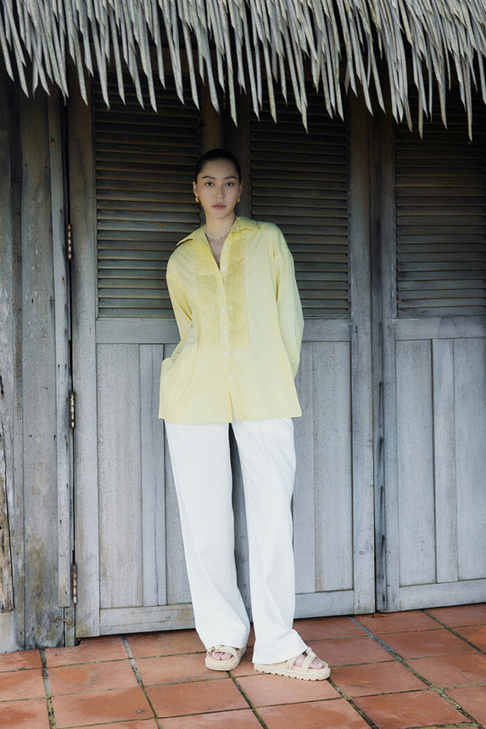 Pleated Twill Wide-Leg Pants - Image 1