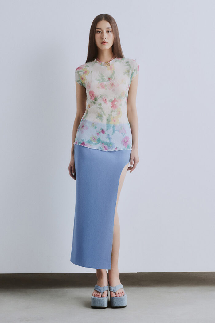 Floral Crinkled-Chiffon Top - Image 3