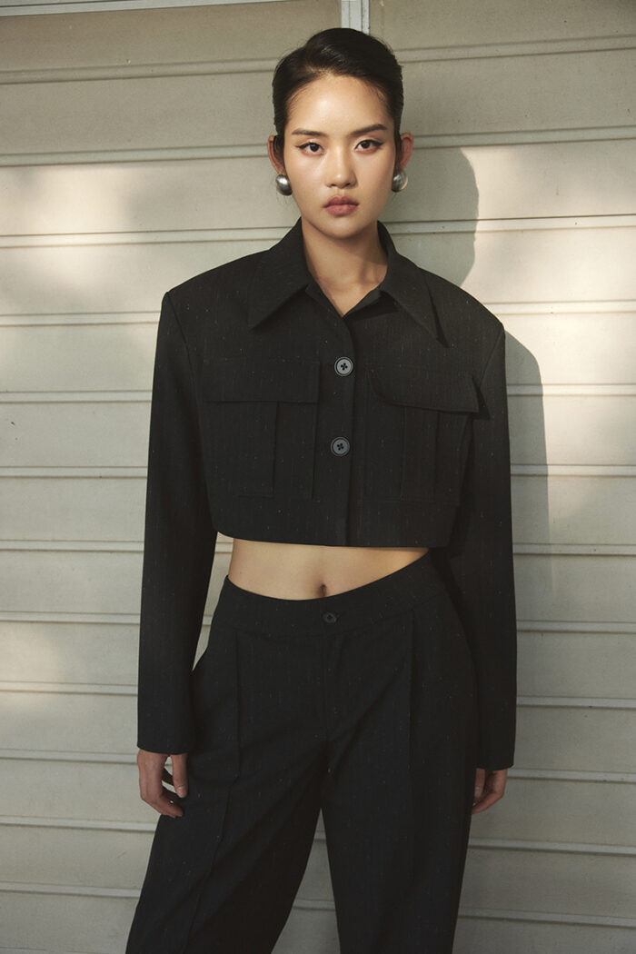 Marant Cropped Pinstriped Jacket - Image 3