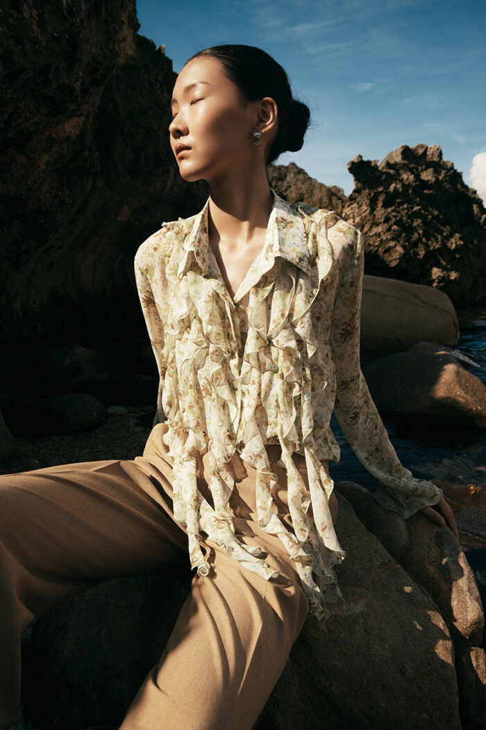 Romantic Ruffled Silk-Chiffon Blouse - Image 2
