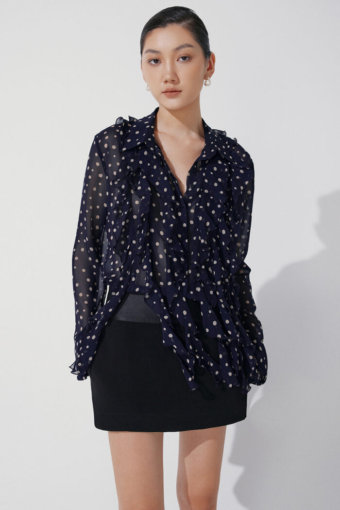 Darcy Ruffled Polka-Dot Silk-Mousseline Blouse - Image 1
