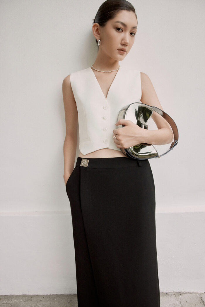 Letty Stretch-Crepe Vest - Image 1