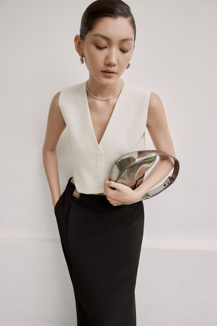 Letty Stretch-Crepe Vest - Image 2