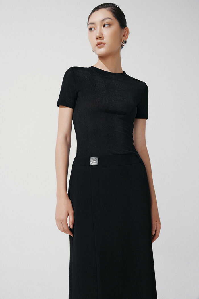Zena Knitted Spandex T-Shirt - Image 1