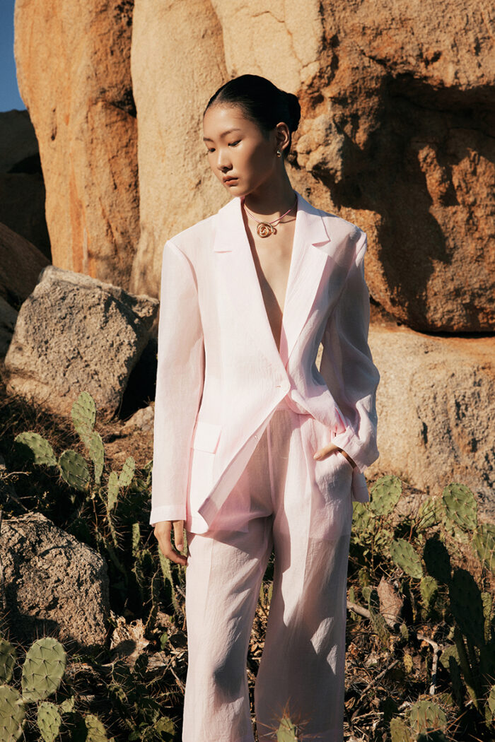 Perry Single-Breasted Semi-Sheer Blazer - Image 1