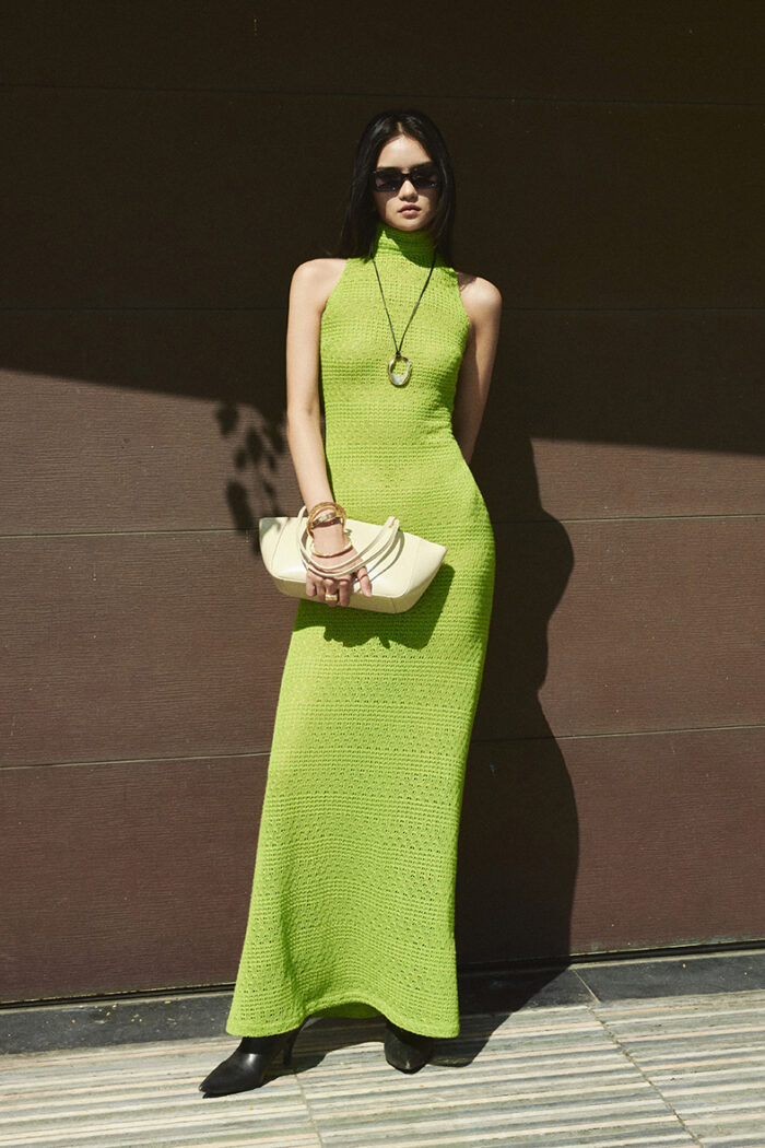 Santo Crochet-Knit Turtleneck Dress - Image 1