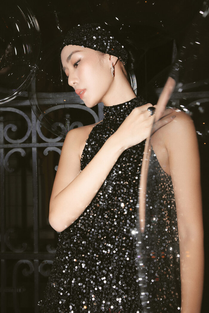 Darsie Sequined Satin Mini Dress - Image 2