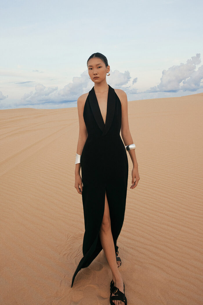 Venus Silk-Satin Trimmed Halterneck Gown - Image 1