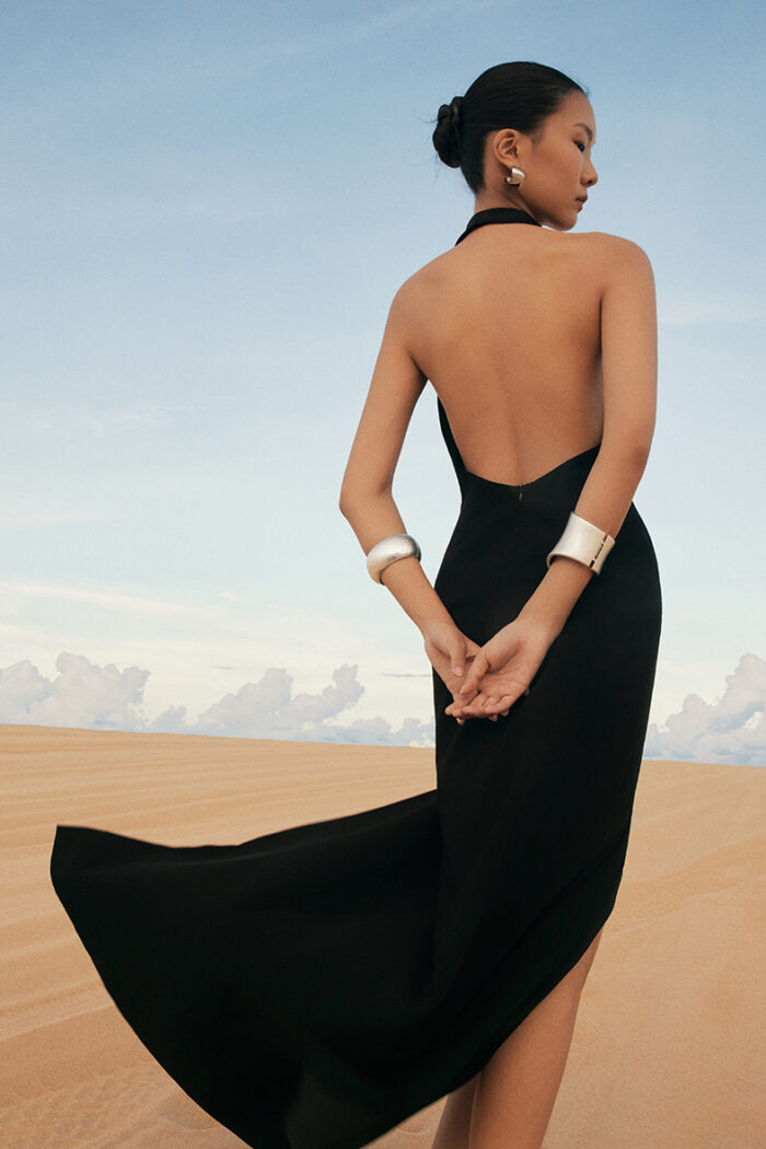 Venus Silk-Satin Trimmed Halterneck Gown - Image 2