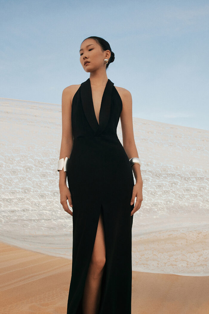 Venus Silk-Satin Trimmed Halterneck Gown - Image 4