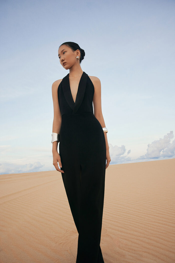 Venus Silk-Satin Trimmed Halterneck Gown - Image 3