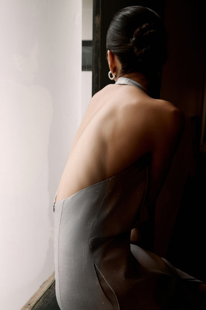 Venus Silk-Satin Trimmed Halterneck Gown - Image 2