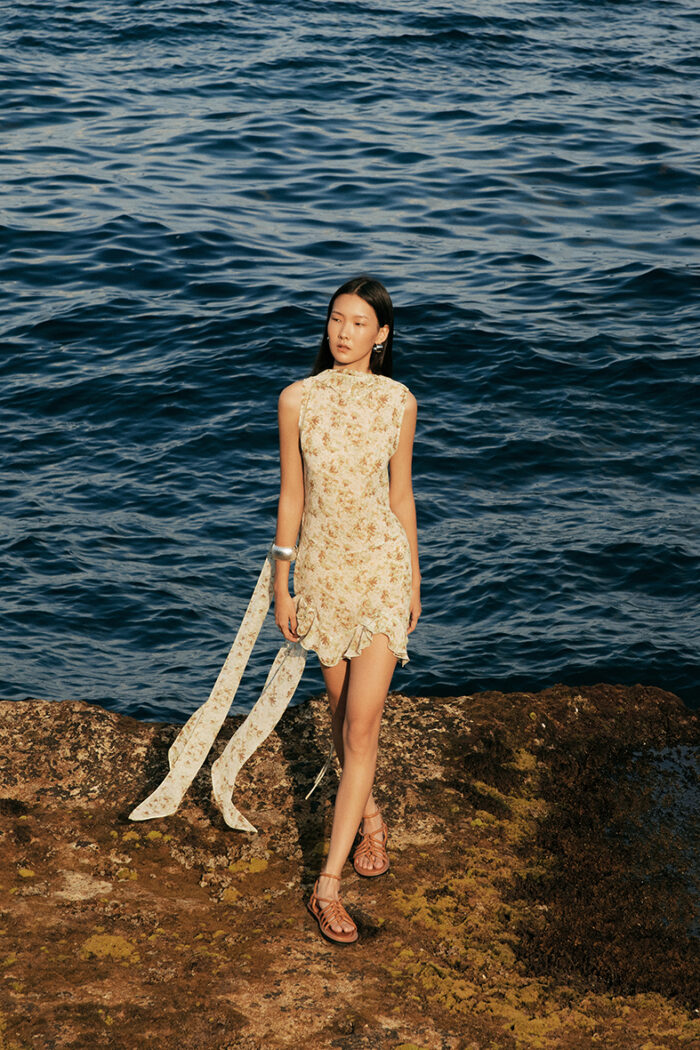 Ruffled Floral-Print Silk-Chiffon Halterneck Mini Dress - Image 1