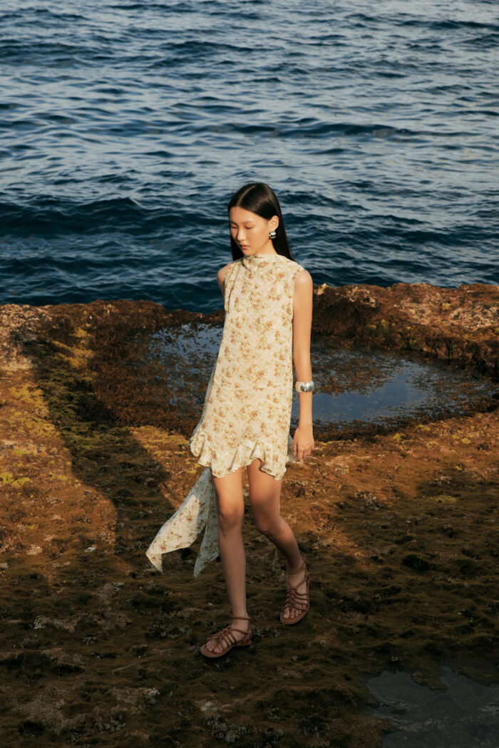 Ruffled Floral-Print Silk-Chiffon Halterneck Mini Dress - Image 2