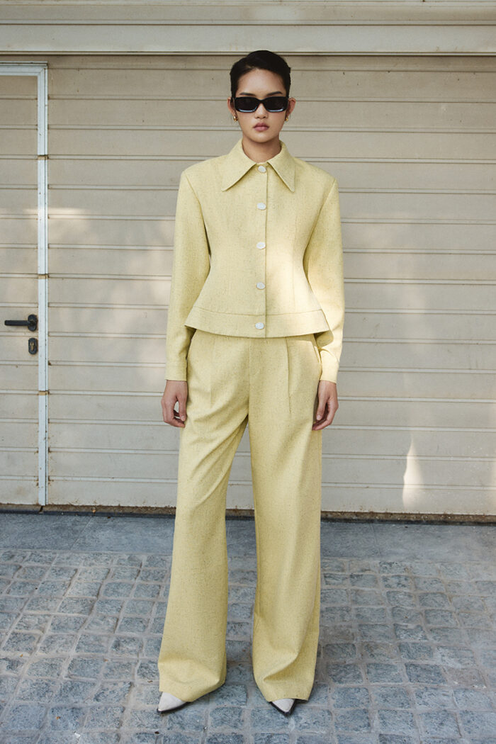 Kerina Wool-Blend Tweed Wide-Leg Pants - Image 1