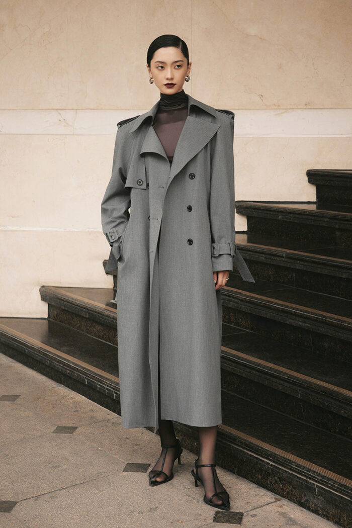 Blaine Belted Double-breasted Wool-blend Trench Coat - Image 1