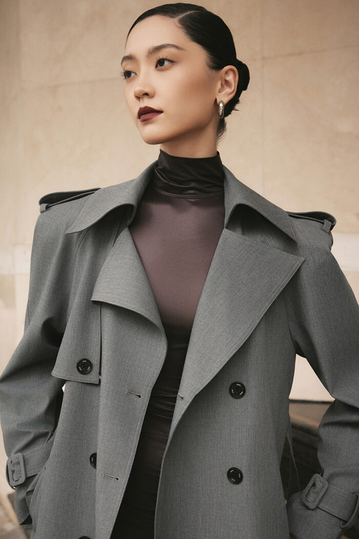 Blaine Belted Double-breasted Wool-blend Trench Coat - Image 3