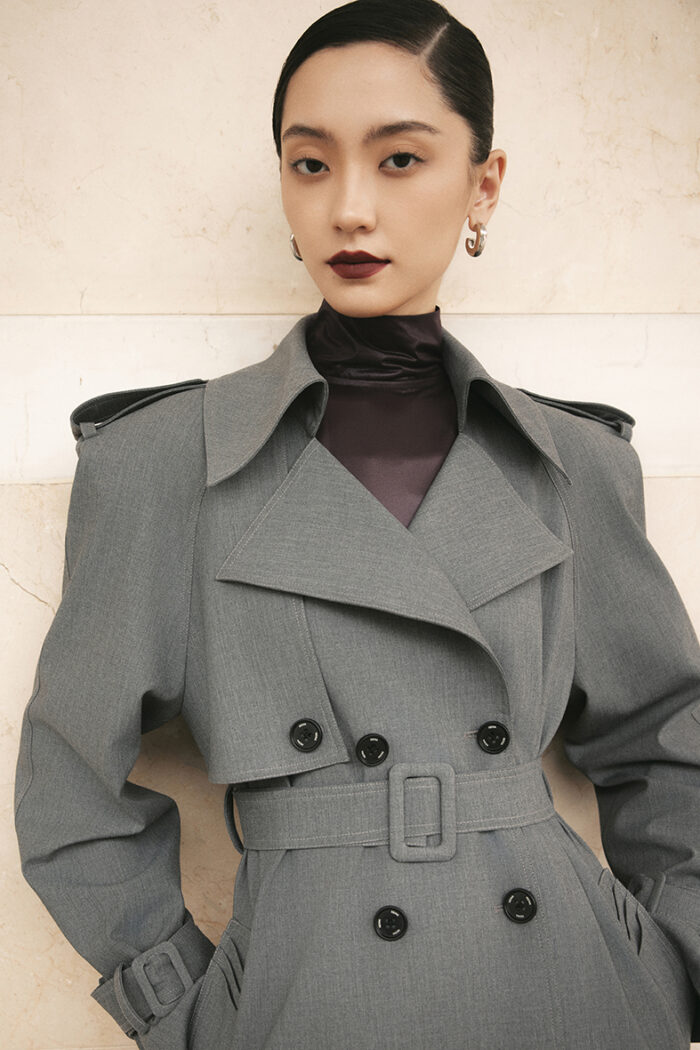 Blaine Belted Double-breasted Wool-blend Trench Coat - Image 5