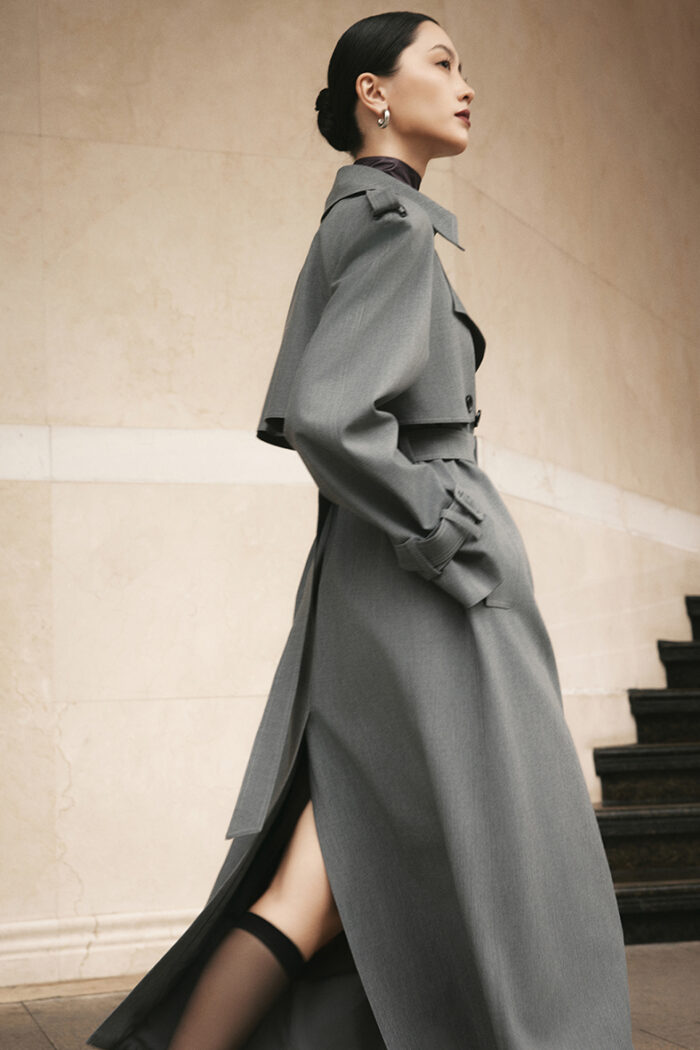 Blaine Belted Double-breasted Wool-blend Trench Coat - Image 4