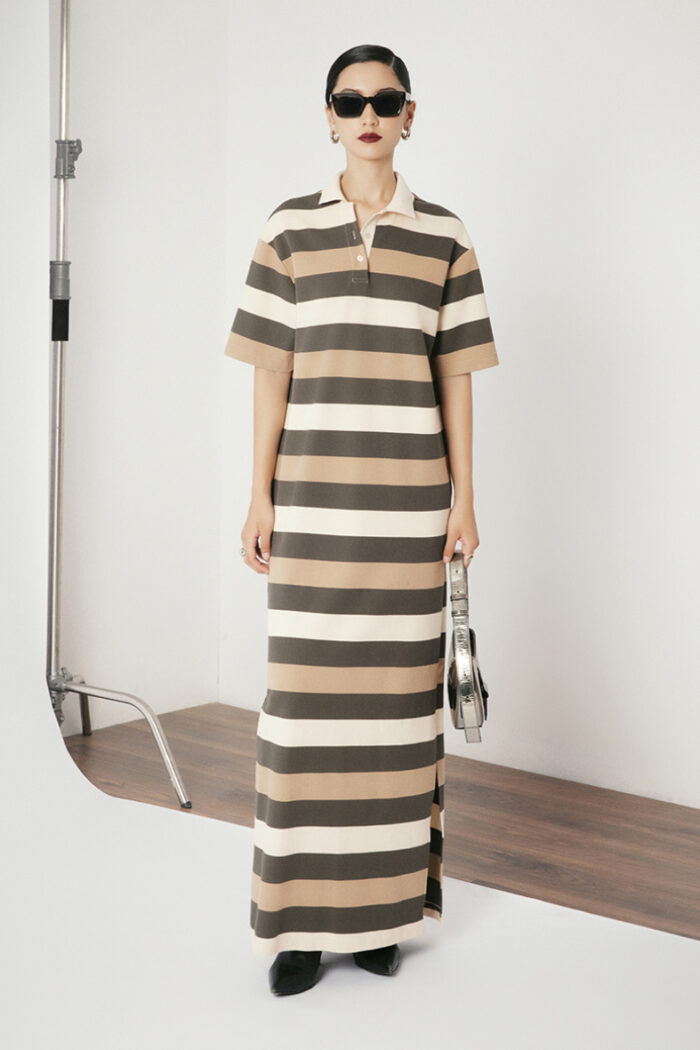 Mara Twill-trimmed Striped Cotton-jersey Long Dress - Image 1