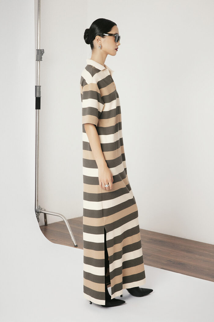 Mara Twill-trimmed Striped Cotton-jersey Long Dress - Image 3
