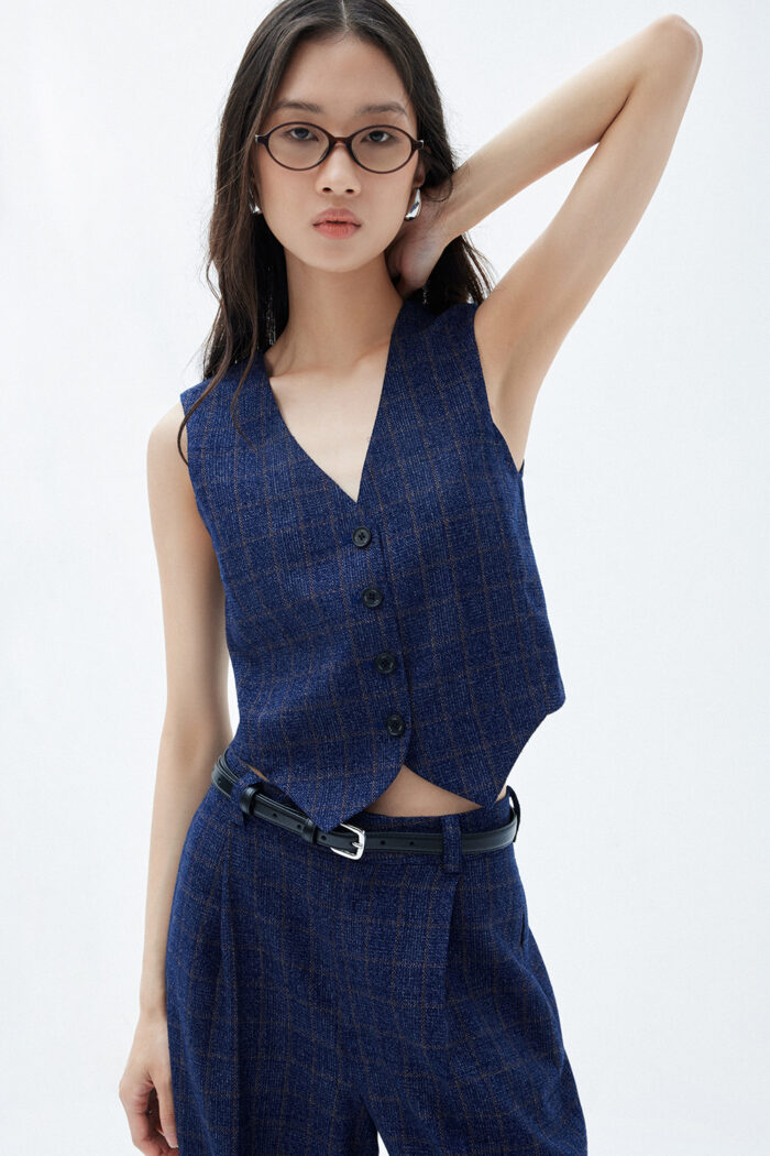 Antonella Checked Vest - Image 4