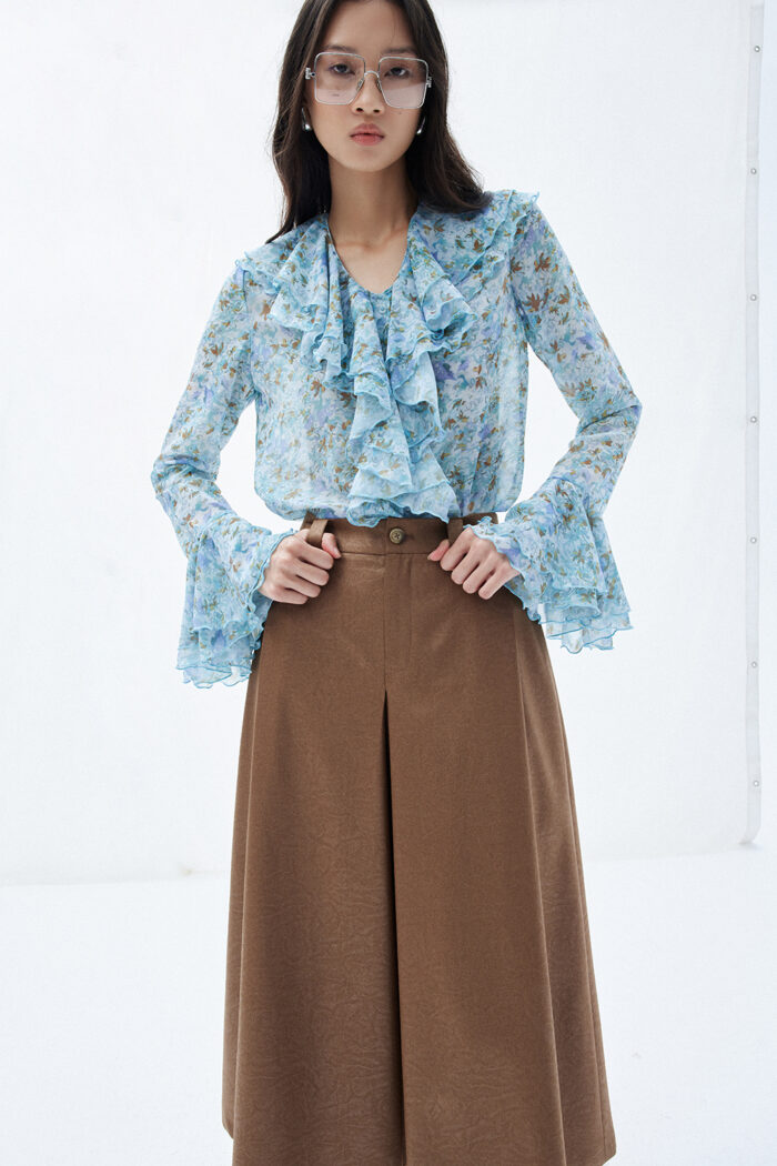 Maeve Ruffled Tie-front Floral-print Silk-chiffon Blouse - Image 1