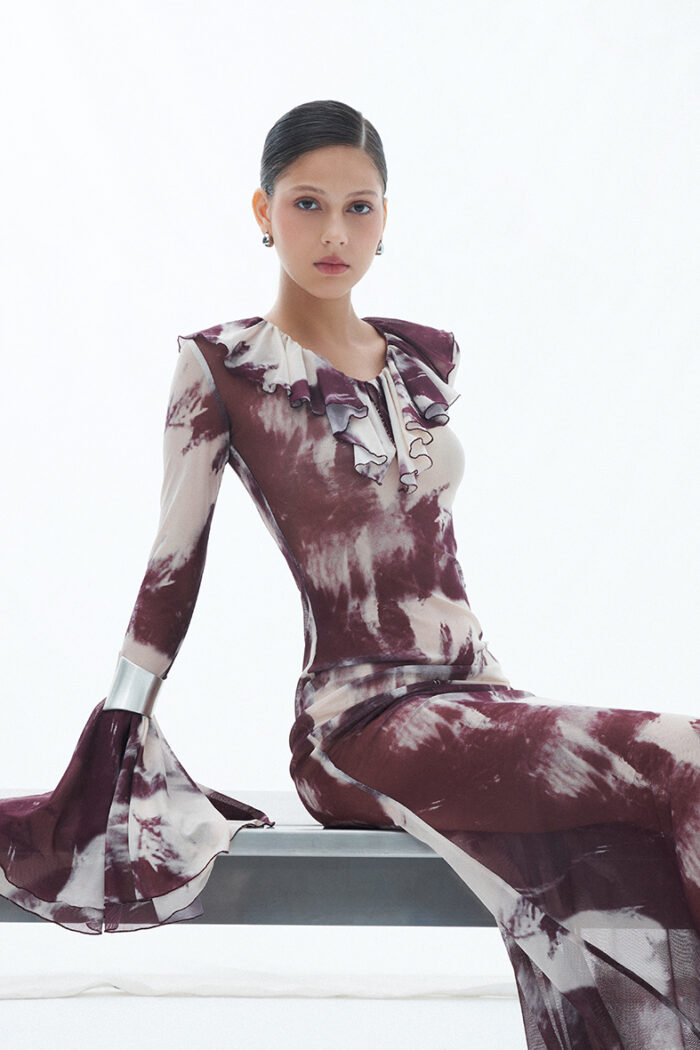 Fairlie Ruffled Printed Stretch-mesh Gown - Image 3
