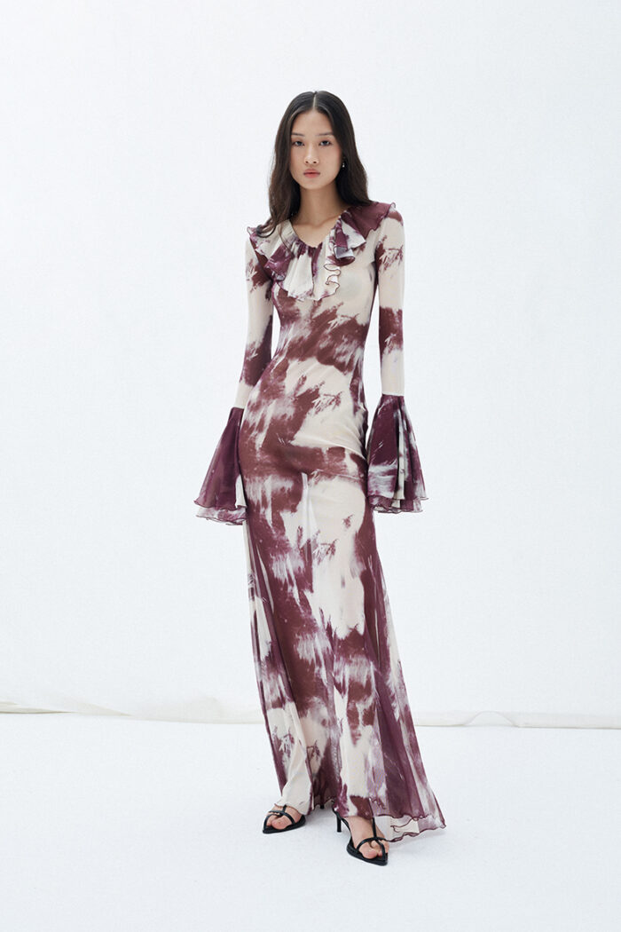 Fairlie Ruffled Printed Stretch-mesh Gown - Image 2