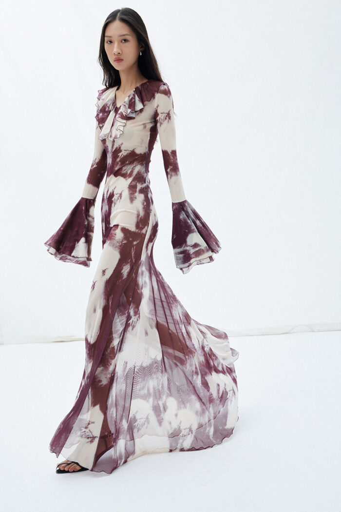 Fairlie Ruffled Printed Stretch-mesh Gown - Image 9