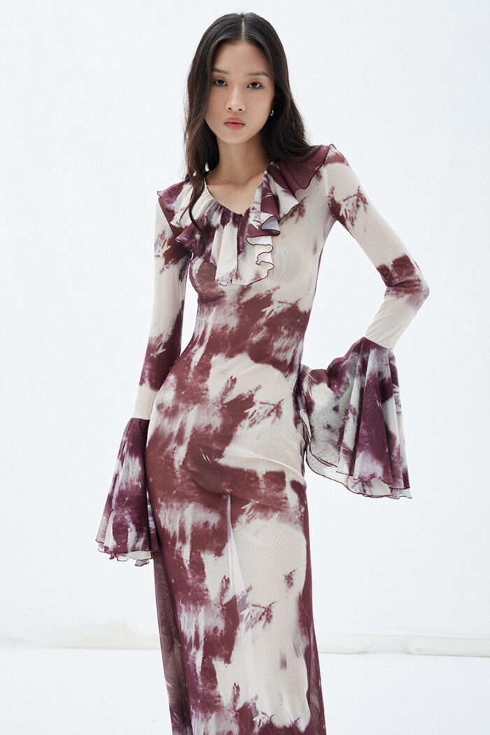 Fairlie Ruffled Printed Stretch-mesh Gown - Image 8