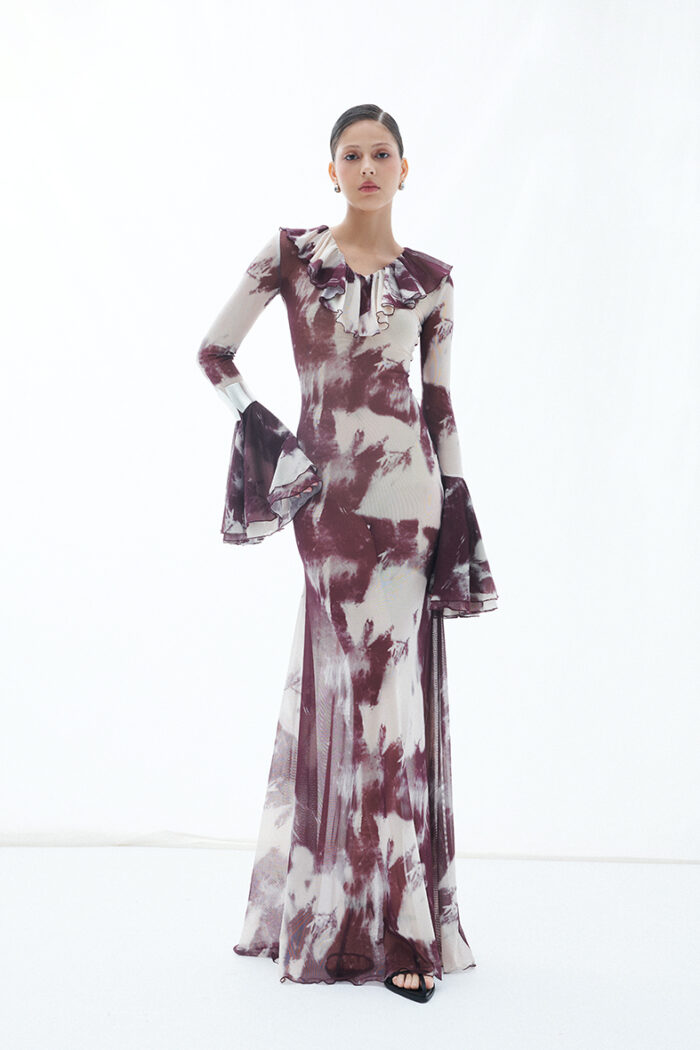 Fairlie Ruffled Printed Stretch-mesh Gown - Image 7