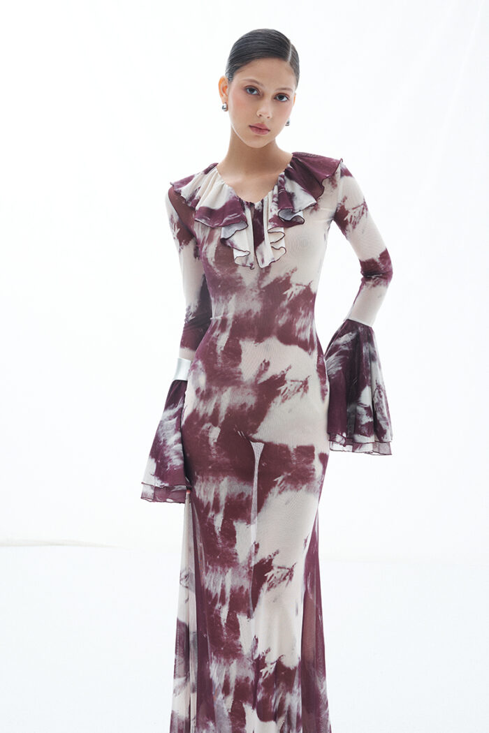 Fairlie Ruffled Printed Stretch-mesh Gown - Image 5