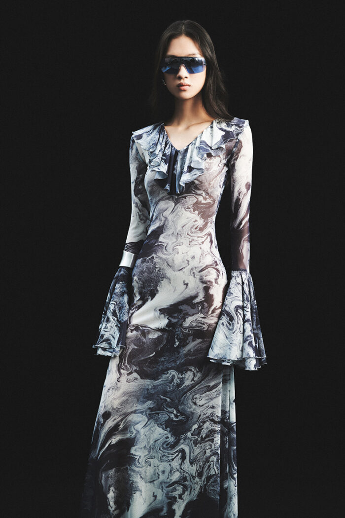 Fairlie Ruffled Printed Stretch-mesh Gown - Image 4