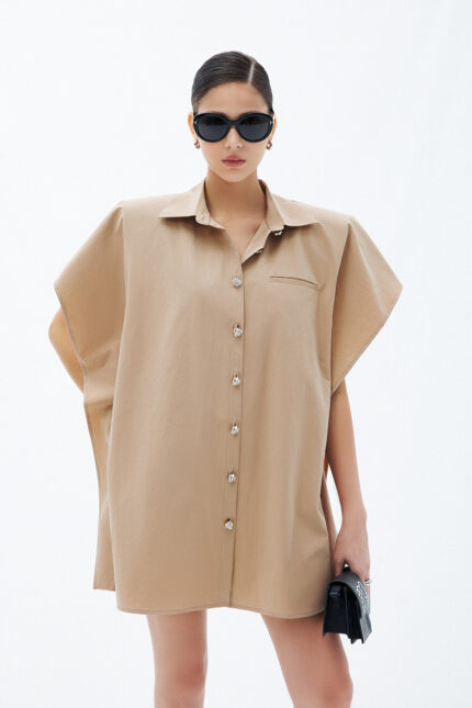 Gwen Oversized Cotton-gabardine Mini Shirt Dress