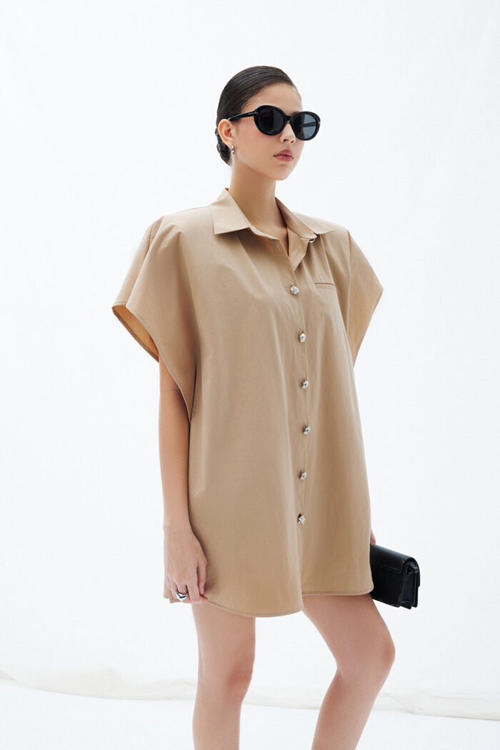 Gwen Oversized Cotton-gabardine Mini Shirt Dress - Image 4