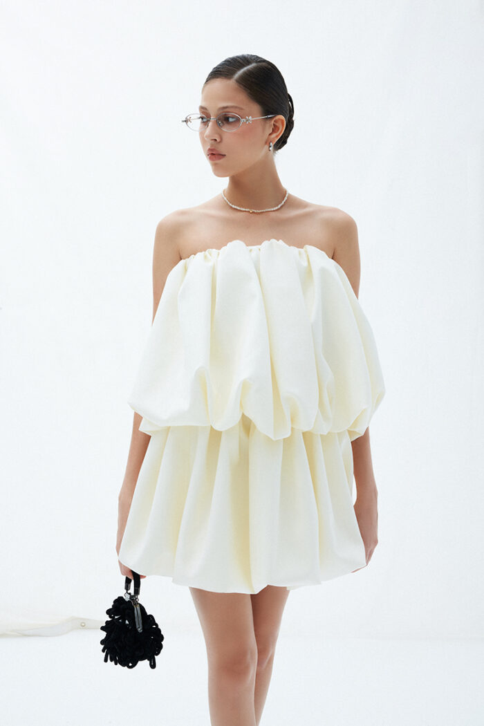 Maisie Strapless Ruched Mini Dress - Image 4