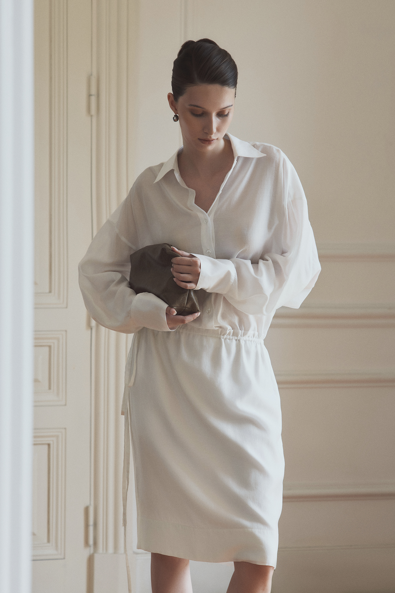 Margo White Drawstring Relaxed Shirt-dress Margo White Drawstring Relaxed Shirt-dress - Image 1